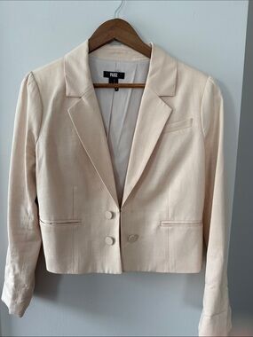 PAIGE Light Cream Cropped Blazer